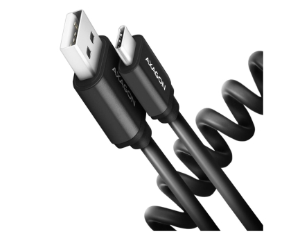 Kabel AXAGON BUCM-AM10TB Kabel Twister USB-C - USB-A, 0,6m, USB 2.0, 2.4A, ALU, PVC Czarny